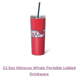 NWT Vineyard Vines for Target Hibiscus Whale Portable Lidded Drinkware/ Tumbler